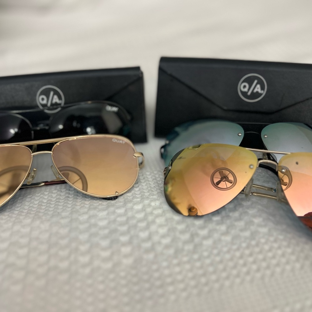 Quay Australia Gold and Silver Aviator Sunglasses